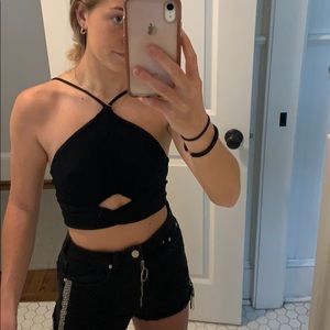 Black Strappy Crop top